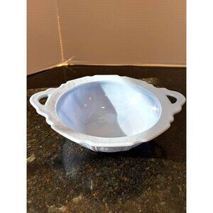 Jeanette Glass Vintage Delphite Blue Glass Bowl, Cherry Blossom Pattern